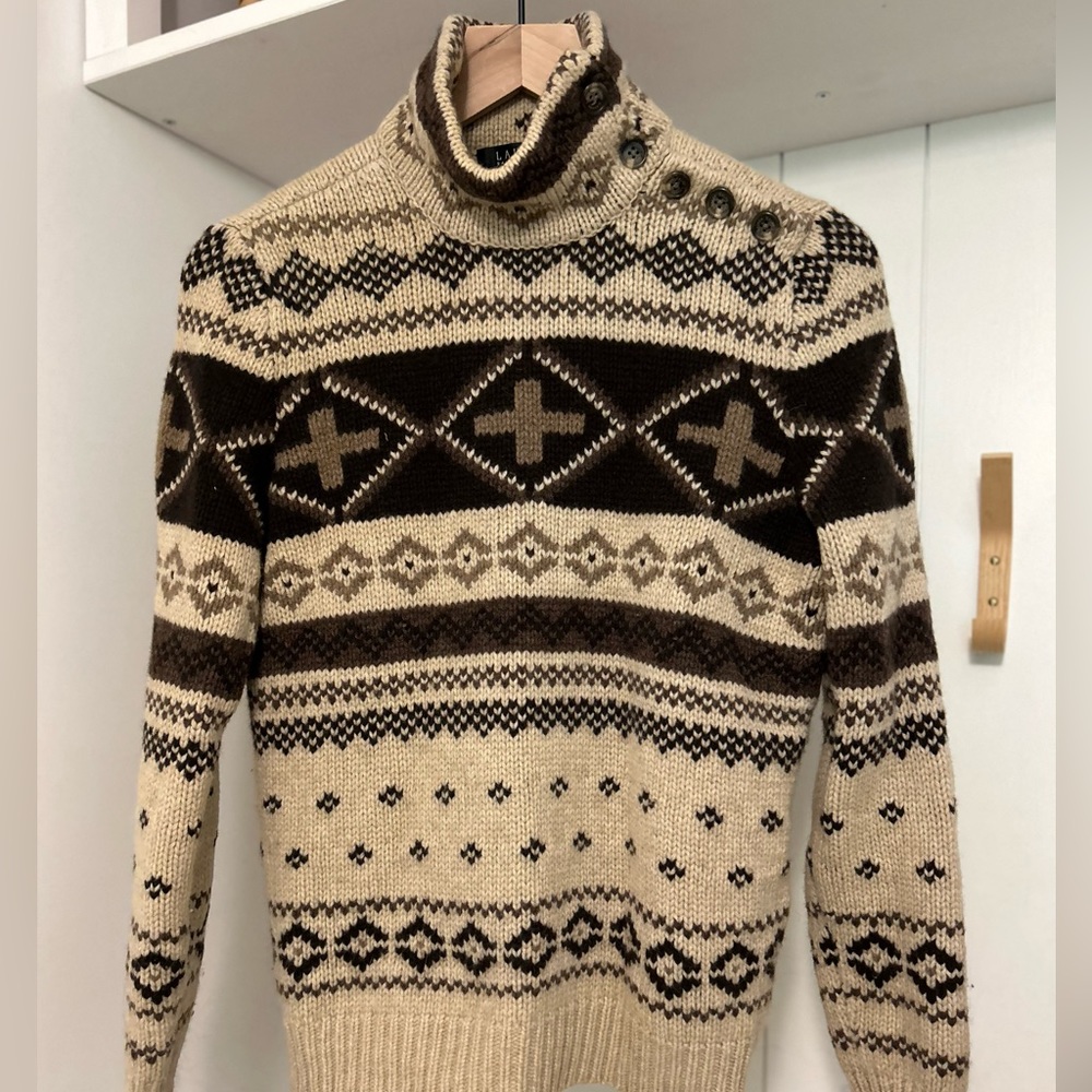 Ralph Lauren lambswool fall sweater size medium brown tan